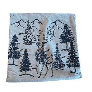 Pottery Barn Rustic Forest Moose Pillow Cover 20” Sq Holiday Christmas 2024